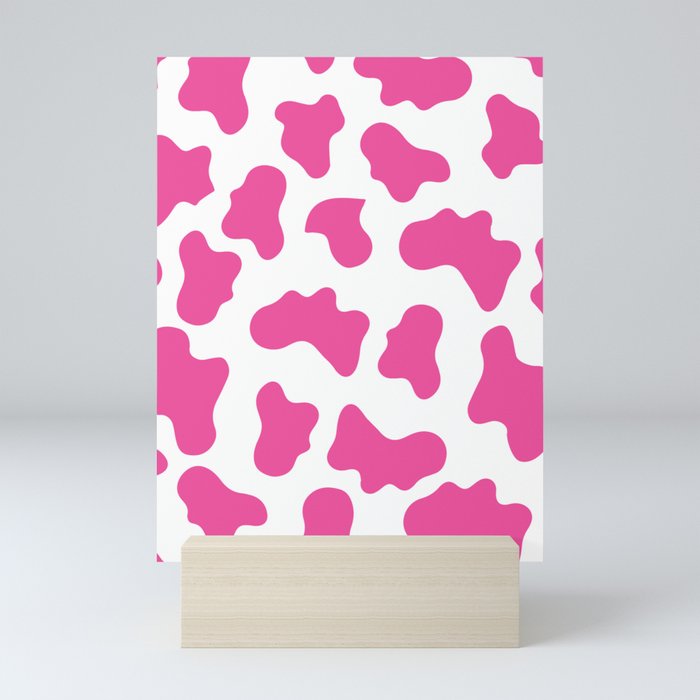 Hot Pink Cow Pattern Mini Art Print
