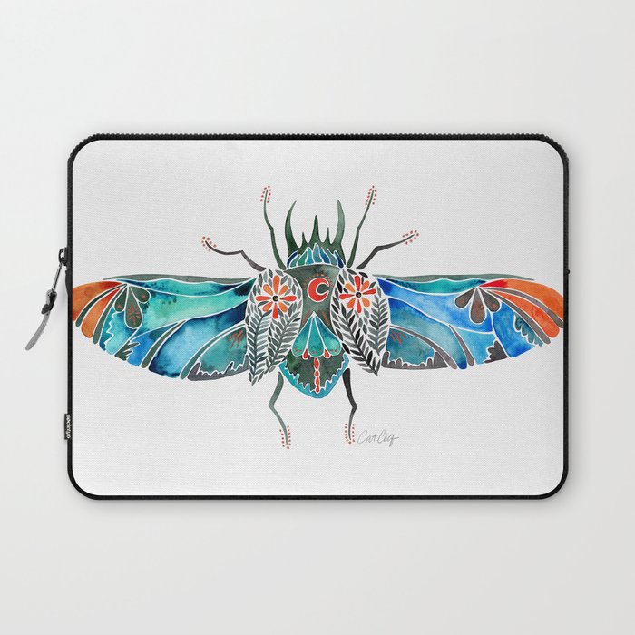 Ornamental Scarab – Turquoise & Coral Laptop Sleeve