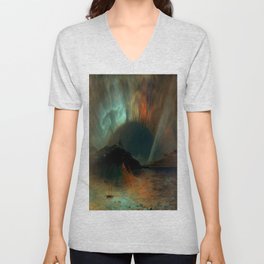 Aurora Borealis by Frederic Edwin Church V Neck T Shirt