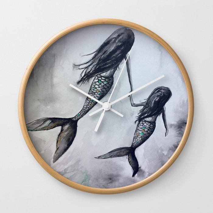 Mermaid Mommy and Daughter Wall Clock