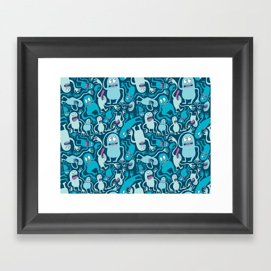 Monster Pattern Framed Art Print