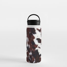 White Longhorn Cowhide With Black and Red Spots Water Bottle