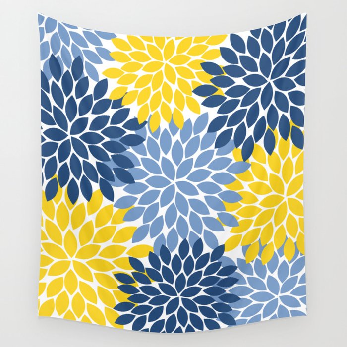 Blue and sales yellow tapestry