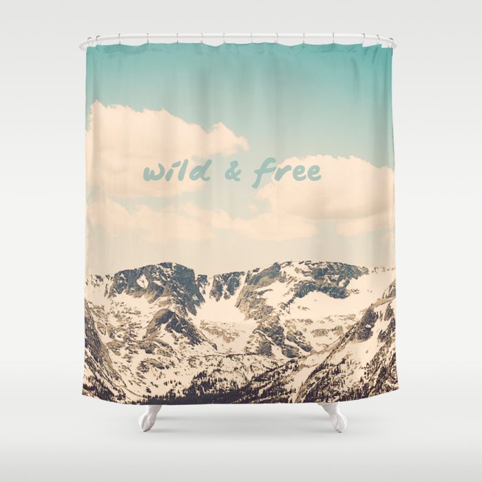 Wild And Free Faded Colorado Mountains Landscape Clouds Blue Skies Wild And Free Faded Colorado Mountains Landscape Clouds Blue Skies Rockies Shower Curtain By Bridgettesalvonberndt Society6