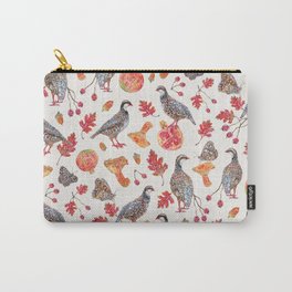 Festive Partridges and Pomegranates - Light Carry-All Pouch
