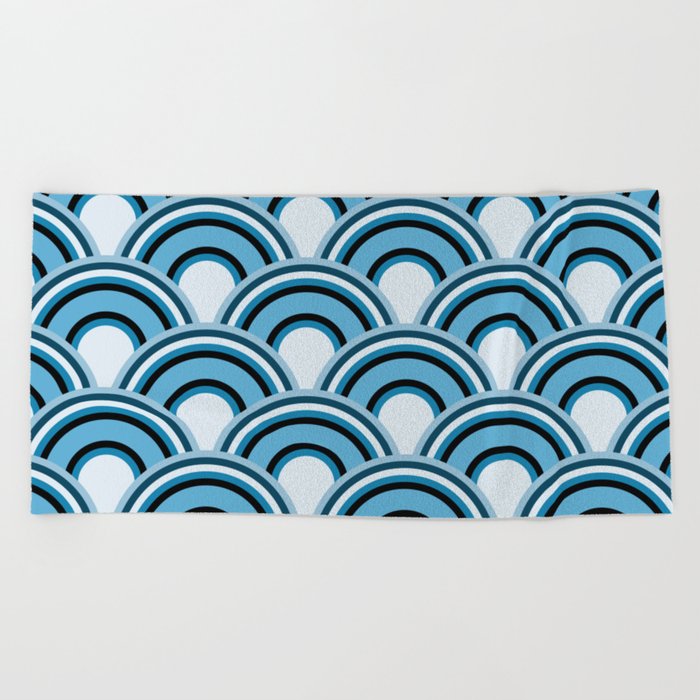 By The Sea - Blue Wave Pattern Beach Towel