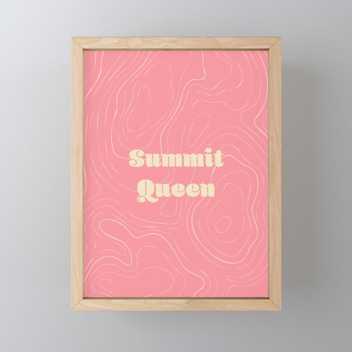 Summit Queen Topo Map Framed Mini Art Print