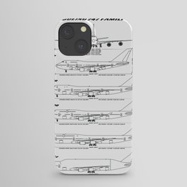 Boeing 747 Family Blueprint in High Resolution (white) iPhone Case