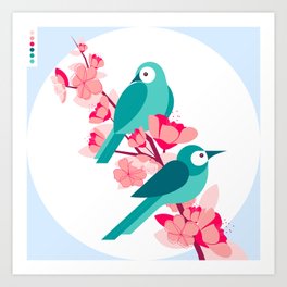 spring birds and flowers Art Print