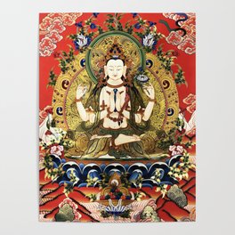 Chenrezig Bodhisattva Tibetan Buddha Poster