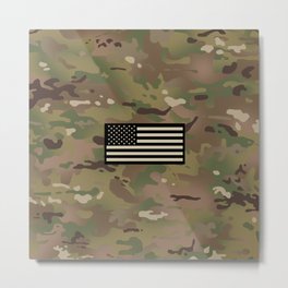 U.S. Flag: Woodland Camouflage Metal Print