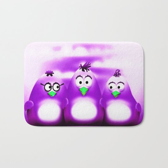 Penguin Triplet Purple Bath Mat