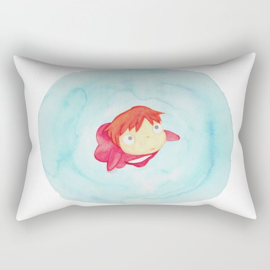 Ponyo Watercolor Rectangular Pillow