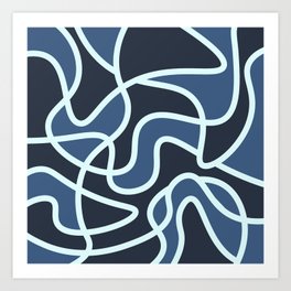 Messy Scribble Texture Background - Metallic Blue and Gunmetal Art Print