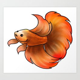 Fish - Betta - Gold Art Print