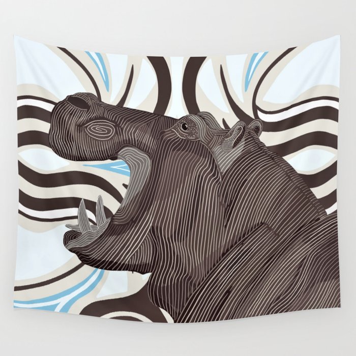 Hippo From Africa Wall Tapestry