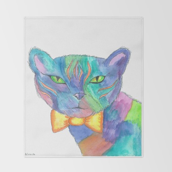 Mr Fancy Paws Throw Blanket By Nicolaartistic Society6