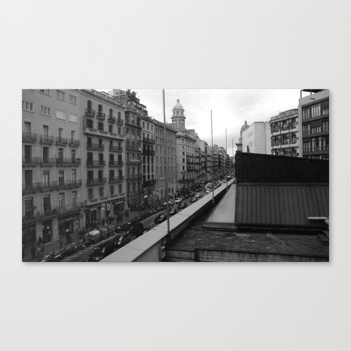 Barcelona, the Rambla from the window Canvas Print
