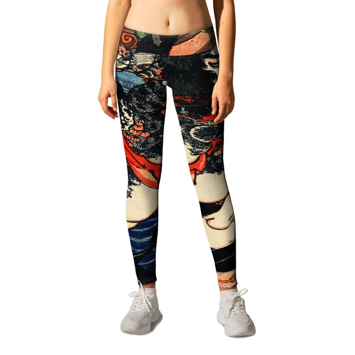 The Tattooed Samurai Traditional Japanese Character Leggings by