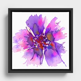 Watercolor Flower Splash - Magenta Framed Canvas