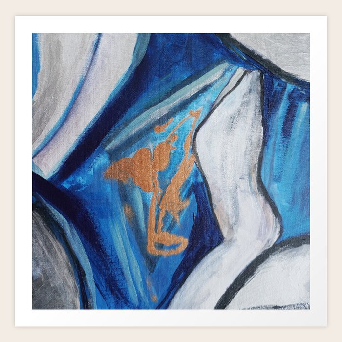 Abstract concept art, cobalt blue silver Art Print by myartspace Society6