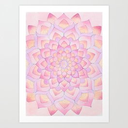 Watercolor Mandala 2.1 - Peachy Pink Pastel Art Print