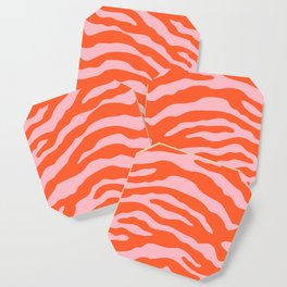 Zebra Wild Animal Print Orange and Pink Coaster