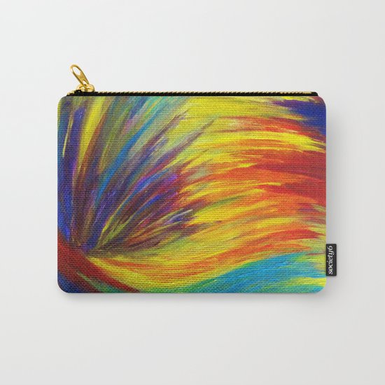RAINBOW EXPLOSION - Vibrant Smile Happy Colorful Red Bright Blue Sunshine Yellow Abstract Painting Carry-All Pouch