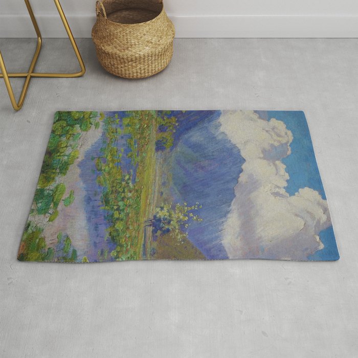 A Shower in the Mountains & Lily Pads, Manoa Valley, Hawaii landscape by Anna Woodward Rug