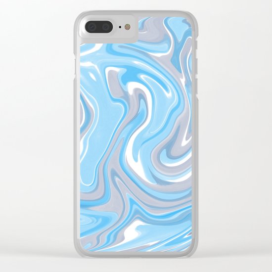 Blend of Blue and Grey Shades Marble Clear iPhone Case