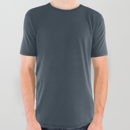 Dark Blue Gray Solid Color Pairs Pantone Stratified Sea 19-4112 TCX Shades of Blue Hues All Over Graphic Tee
