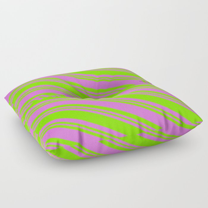 Orchid & Green Colored Striped/Lined Pattern Floor Pillow