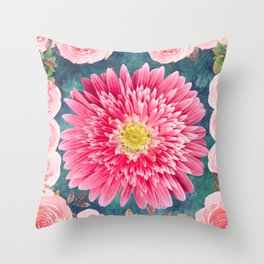 Pink Flowers Throw Pillow