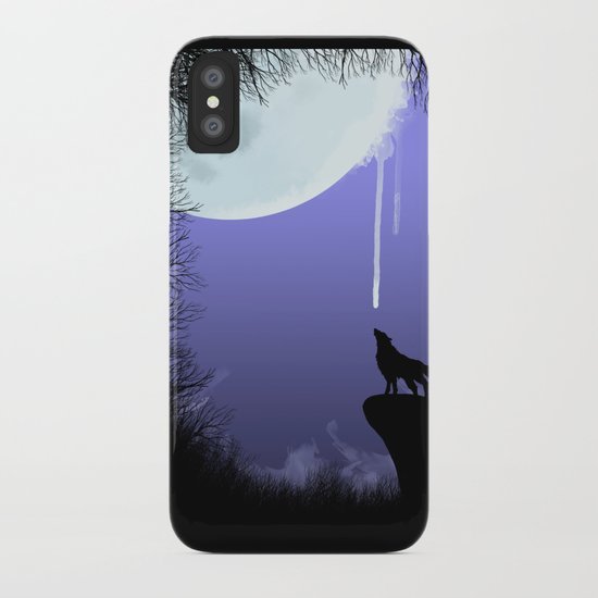wolf drinking moon iPhone Case
