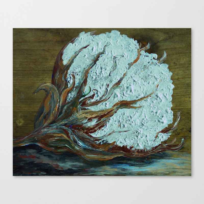 Cotton Boll On Wood Canvas Print By Eloiseart Society6