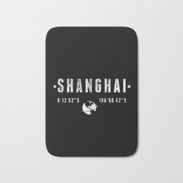 Shanghai Bath Mat | Shanghai, Vintage, Black and White, Graphicdesign, Digital, Typography, Planet, Coordinates, China, Fashion 