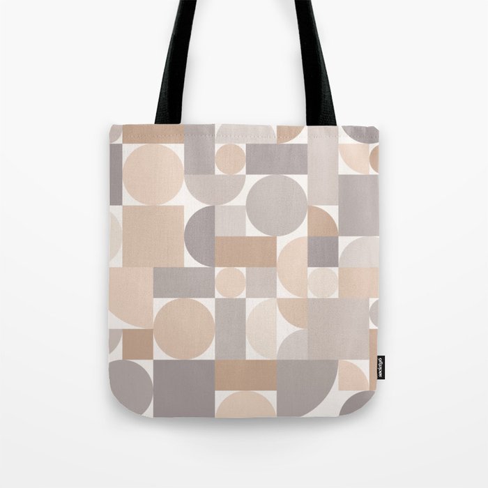 Retro Geometric Abstract Art Taupe 1 Tote Bag