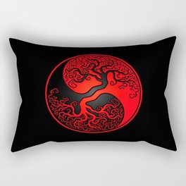 Red and Black Tree of Life Yin Yang Rectangular Pillow