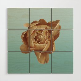 Peony - Neutral Floral and Blue Ombre Wood Wall Art