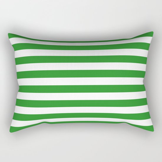 Horizontal Stripes (Forest Green/White) Rectangular Pillow