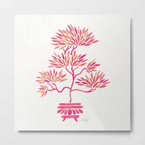 Bonsai Tree – Pink Palette Metal Print
