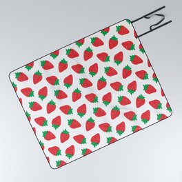 Cream Strawberries Pattern Picnic Blanket