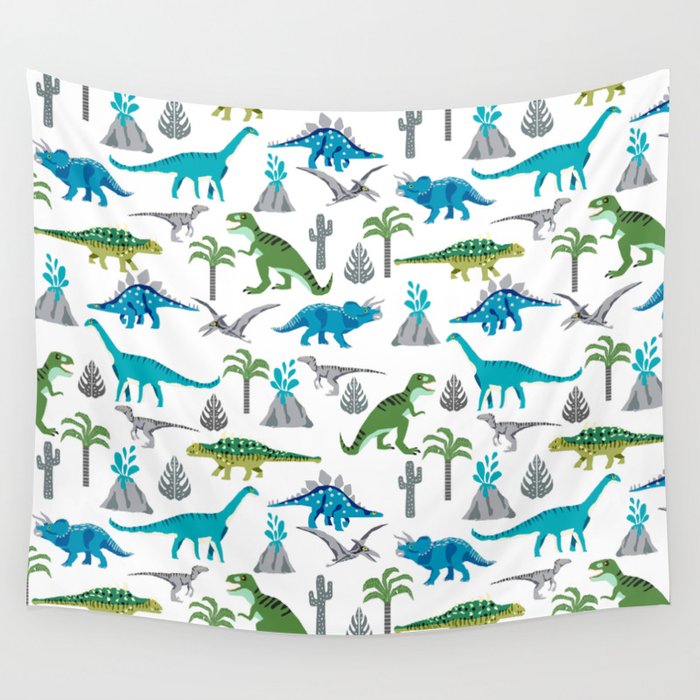 Dinos kids decor boys or girls room nursery gifts dinosaurs Wall Tapestry