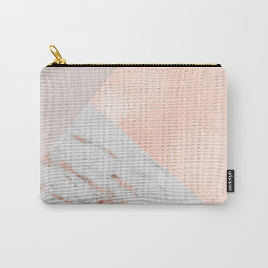 Blush pink layers of rose gold and marble Carry-All Pouch