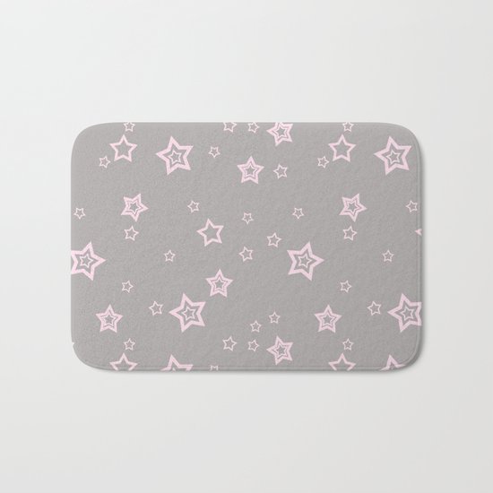 Pink little stars on grey on #Society6 Bath Mat
