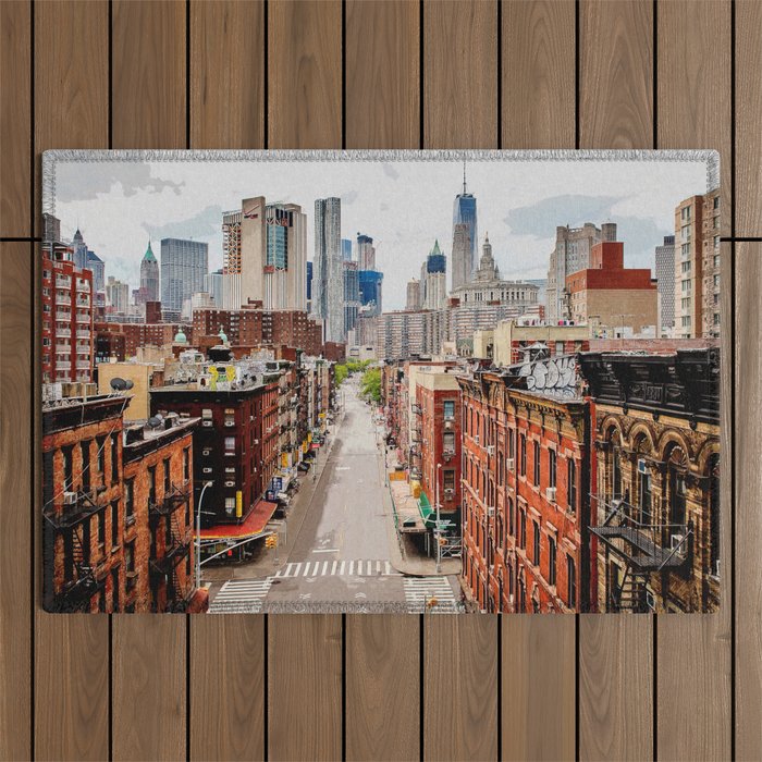 Manhattan Cityscape New York City Outdoor Rug