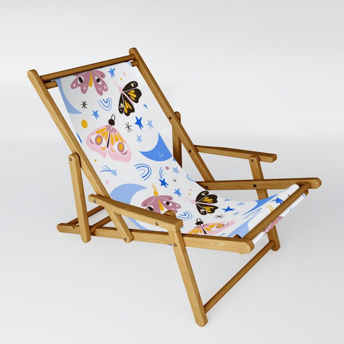 Moths and Moons - Blue & Pink Sling Chair