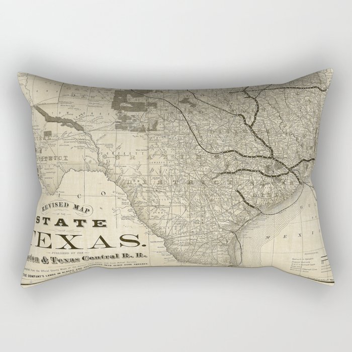 Old Map of Texas 1876 Vintage Wall map Restoration Hardware Style Map Rectangular Pillow