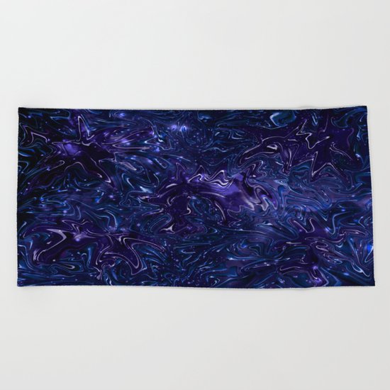 The Wolves Hidden in the Sapphire Blue Galaxy Beach Towel