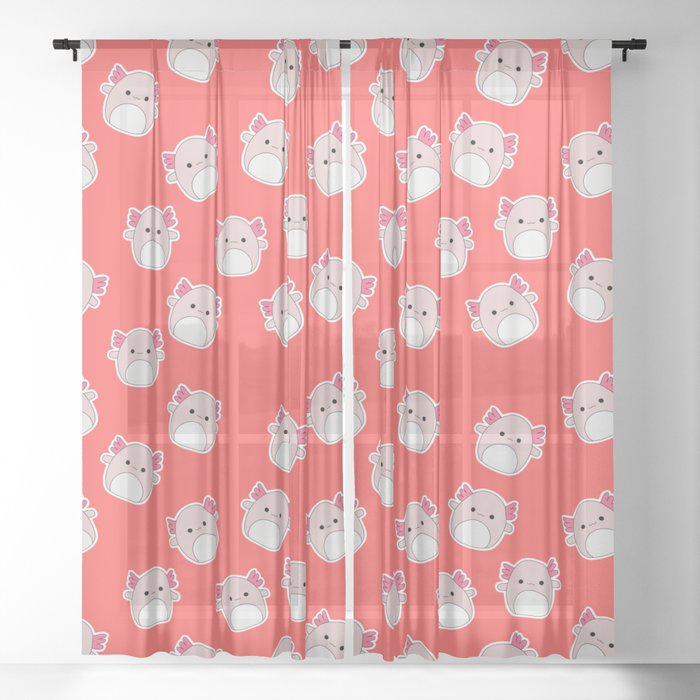 Axolotl pattern doodle kawaii Sheer Curtain